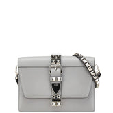 プラダ スタッズ 斜め掛け ショルダーバッグ グレー レザー レディース PRADA 【中古】